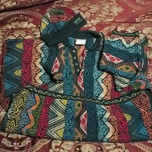 Coogi sweater & skull cap